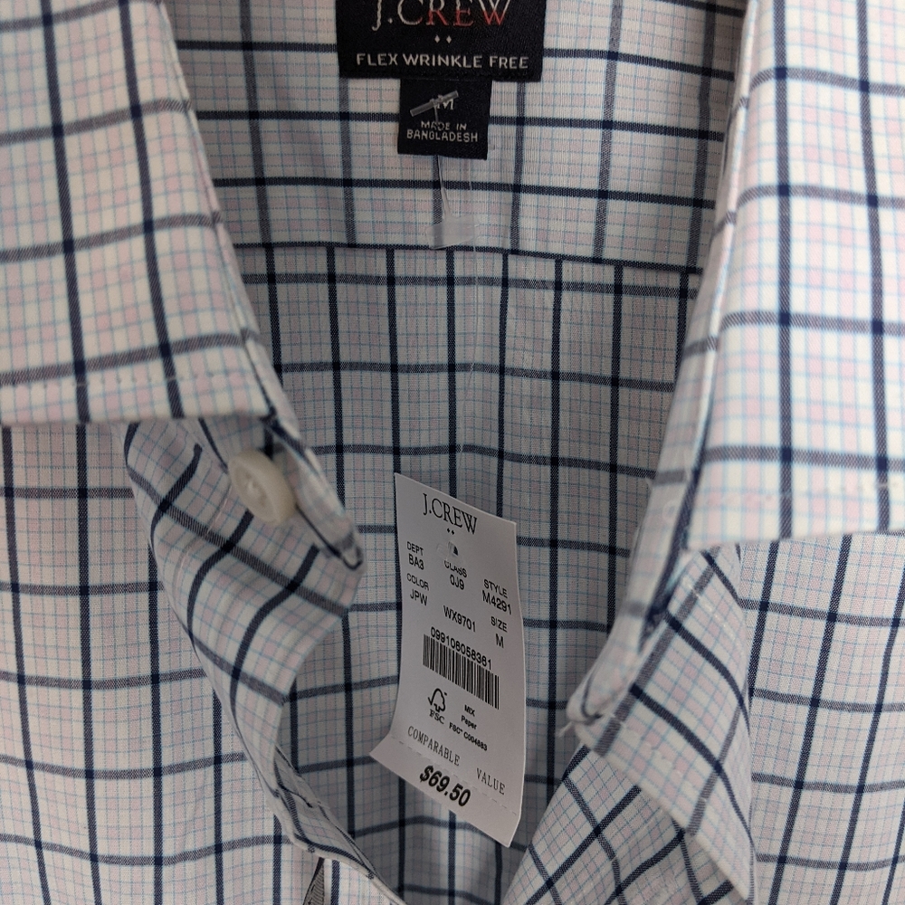 NWOT J. Crew Mens Small button up shirt, Flex Wrinkle Free - Picture 9 of 13